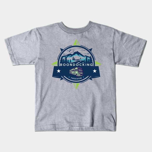 RV Boondocking Camping Freedom T-Shirt Kids T-Shirt by Diesel Pusher Designs 